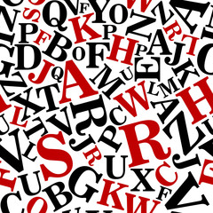 Poster - Black and red alphabet letters seamless pattern