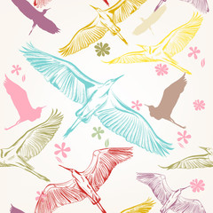 Fototapete - Seamless wallpaper pattern with birds