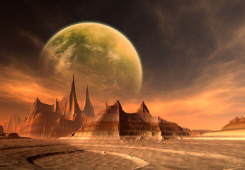Wall Mural - 3d rendered fantasy alien planet