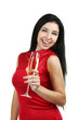 © 5second - Young beautiful woman in red dress with a glass of champagne