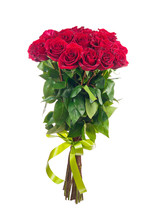 Bouquet Of Blossoming Dark Red Roses.