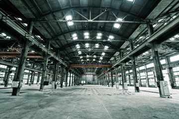 empty floor in abandoned factory