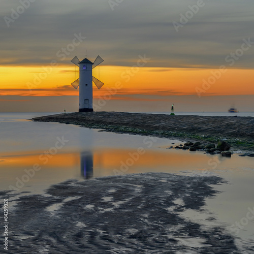 Plakat na zamówienie White old lighthouse in Swinoujscie, Poland.