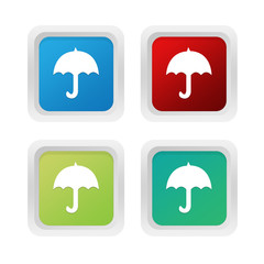 Wall Mural - set of squared colorful buttons with umbrella symbol