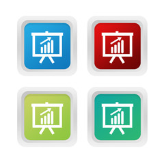 Wall Mural - set of squared colorful buttons with presentation symbol