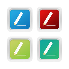 Wall Mural - set of squared colorful buttons with pencil symbol