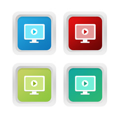 Wall Mural - set of squared colorful buttons with screen symbol