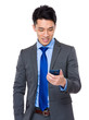 © leungchopan - Businessman read the message on smart phone