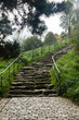 Steep cobbled pathway up hillside