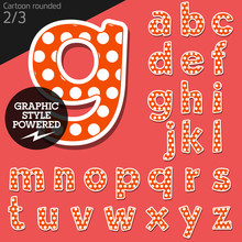 Vector Children Alphabet Set In Playful Dots Style. Lowercase Letters
