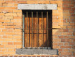 Window frame with brick wall