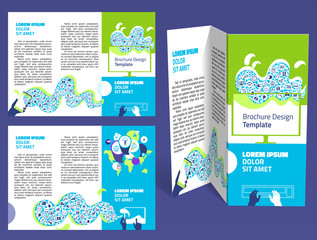 Wall Mural - brochure, booklet z-fold layout. editable design template. two s