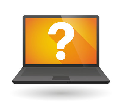 Laptop icon with a question sign