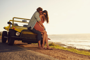 Wall Mural - Young couple in love sharing a special moment