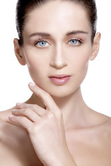 Beauty model showing clean fresh healthy skin