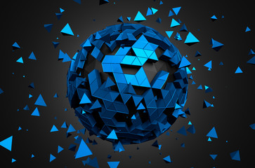 Poster - Abstract 3D Rendering of Low Poly Sphere.