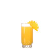 collage,pouring Orange juice and slices of orange isolated