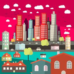 Sticker - Flat Design City Vector