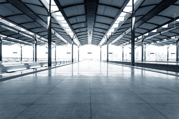 Wall Mural - Empty floor of train station platform