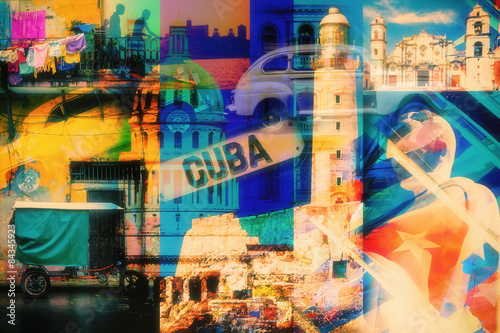 Naklejka dekoracyjna Collage of Havana Cuba images