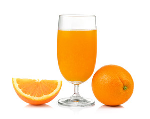 Orange juice and orange isolated on white background