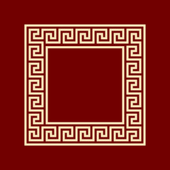 Poster - square frame meander ansient pattern