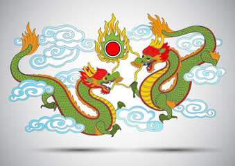 Wall Mural - Illustration of Traditional chinese Dragon ,vector illustration