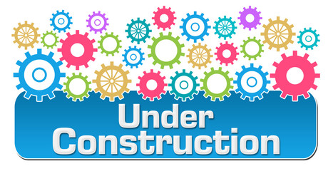 Wall Mural - Under Construction Colorful Gears On Top 