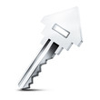 Ikona srebrnego klucza w kształcie domu 