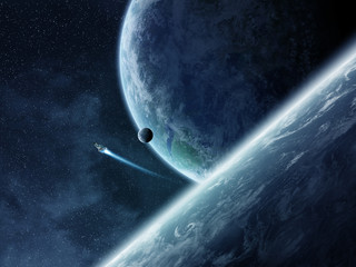 Leinwandbilder - Sunrise over planets in space