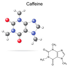 Wall Mural - Model and chemical formula of caffeine