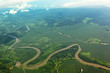 Meandering river viewed from the airplane in Costa Rica
