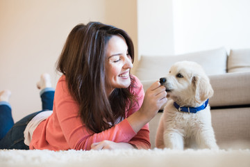 Woman with puppy