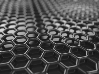 Poster - Abstracct black hexagonal carbon background