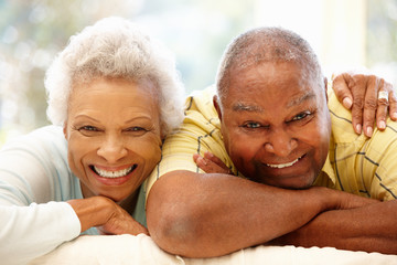 Wall Mural - Senior African American couple at home