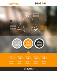 orange website template with three circles