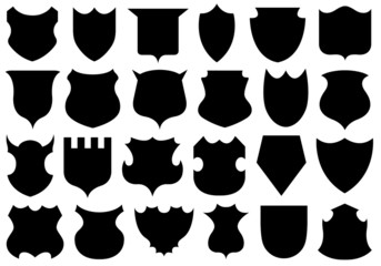 Wall Mural - Set of different shields isolated on white