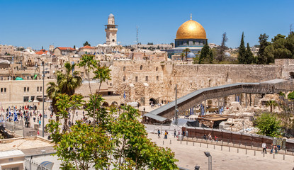 The Western Wall of the Temple and the Mosque of Omar.