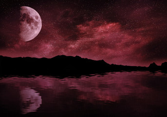 Wall Mural - Night with moon and stars