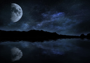Wall Mural - Night with moon and stars