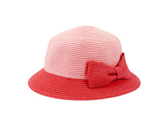 Wall Mural - red straw hat for ladies on a white background