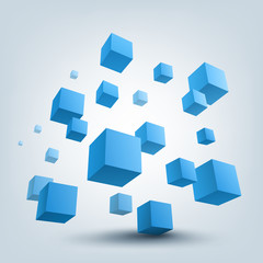 Poster - composition of 3d cubes.