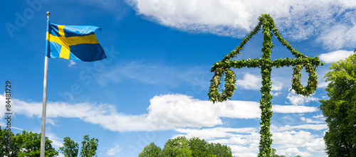 Fotomural Midsummer traditional Swedish symbols