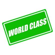 World Class White Stamp Text On Green Background