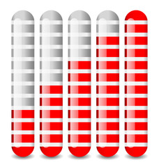 Poster - Vertical bars set at different levels. Level indicators.