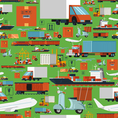 Wall Mural - Worldwide logistic seamless pattern