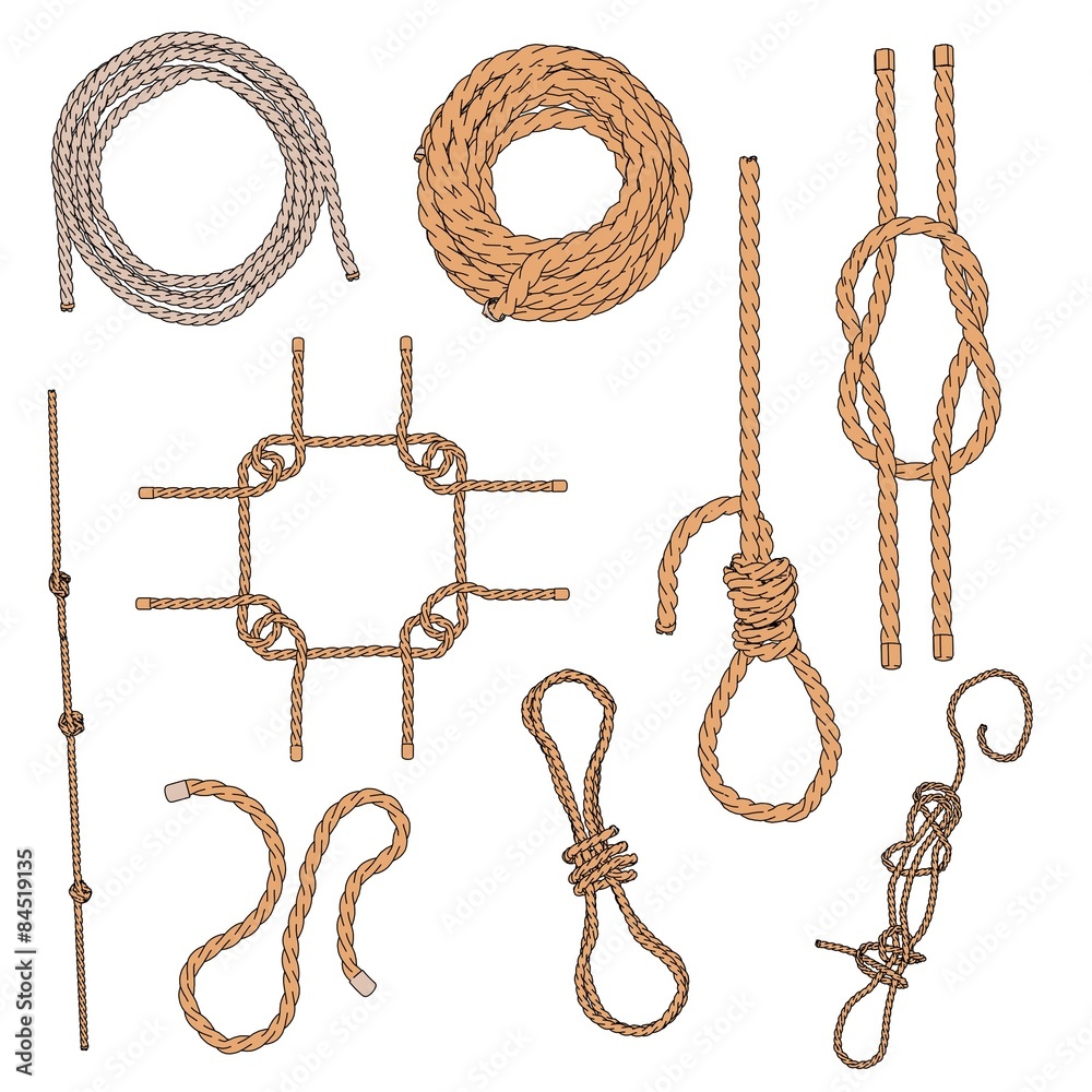 Two Ropes Cartoons cartoon image of ropes set Stock Illustration | Adobe Stock