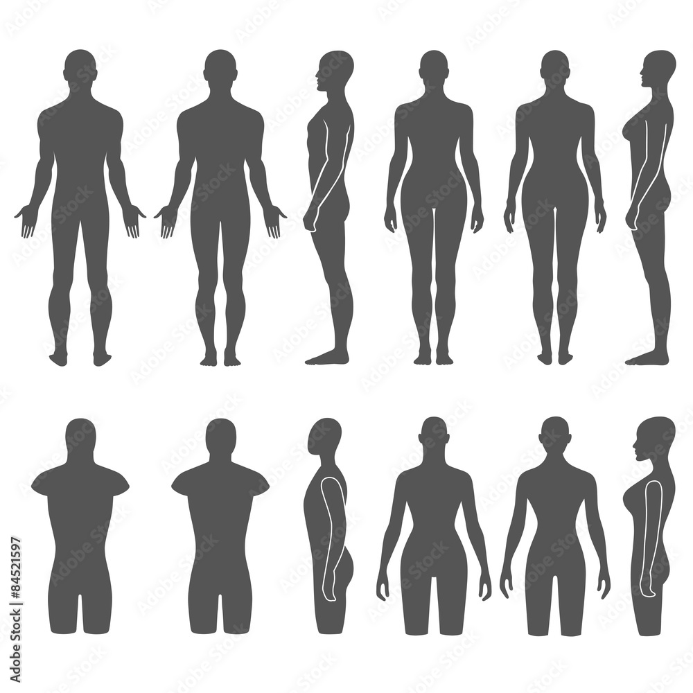Man & woman mannequin outlined silhouette torso - obrazy, fototapety, plakaty 