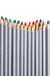 Colored drawing pencils isolated on white background. Colored pencils