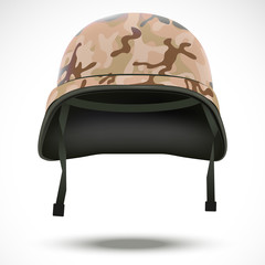 Military helmet with camo pattern vector